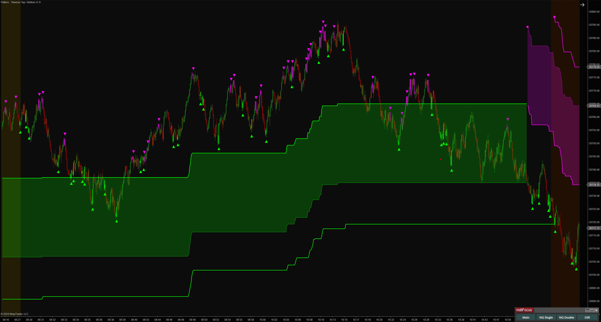 Tweezer Patterns NinjaTrader 8 NQ 233 Tick