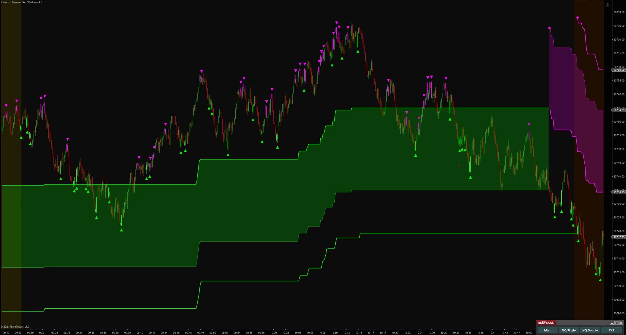 Tweezer Patterns NinjaTrader 8 NQ 233 Tick