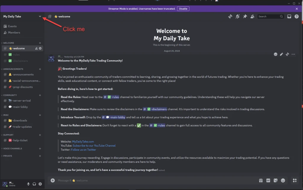 Setup Discord for NinjaTrader Bot