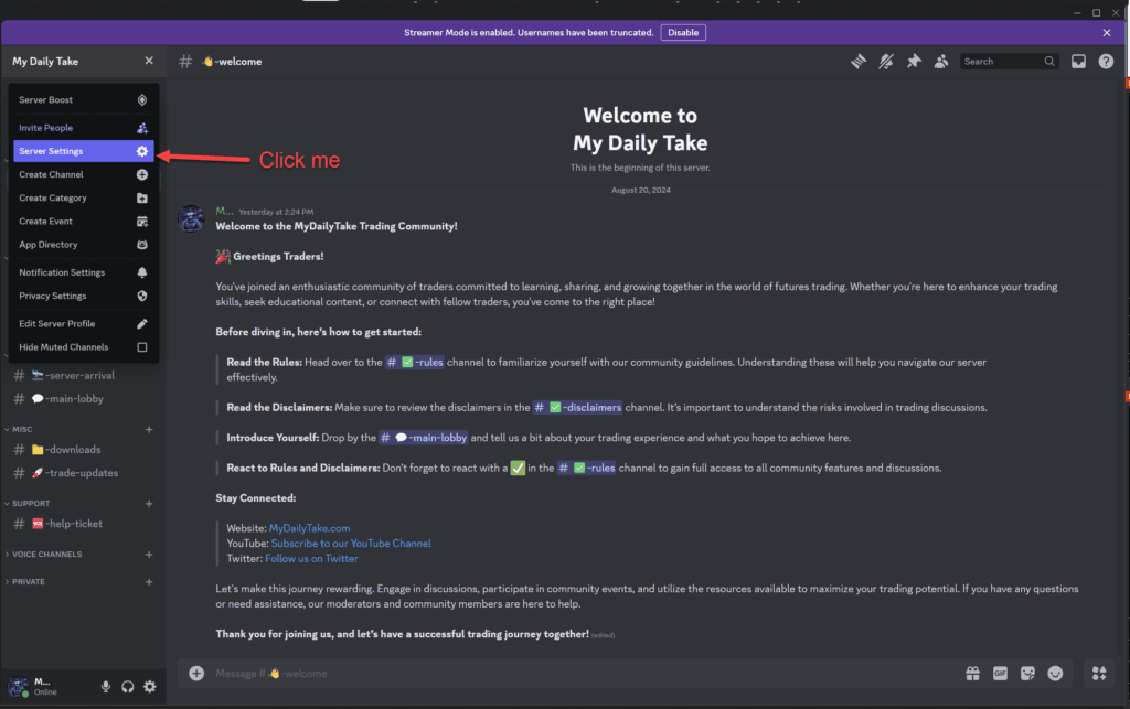 Setup Discord for NinjaTrader Bot