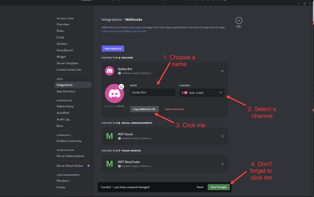 Setup Discord for NinjaTrader Bot