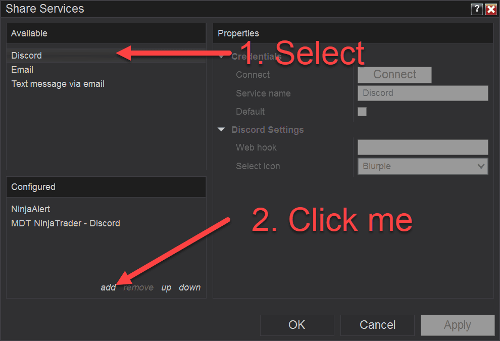 Setup NinjaTrader 8 Discord Share Service