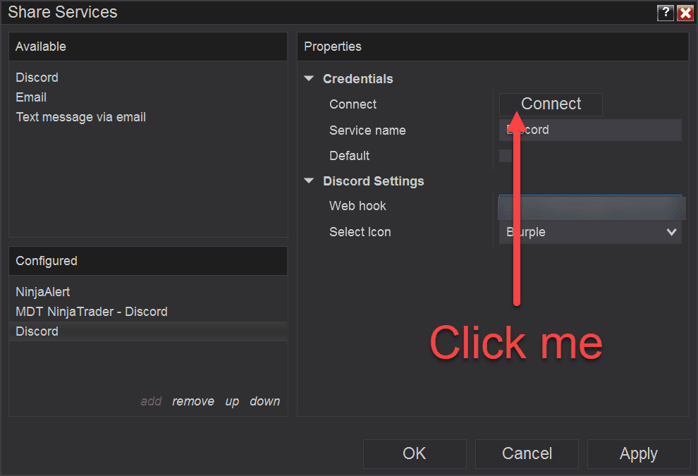 Setup NinjaTrader 8 Discord Share Service